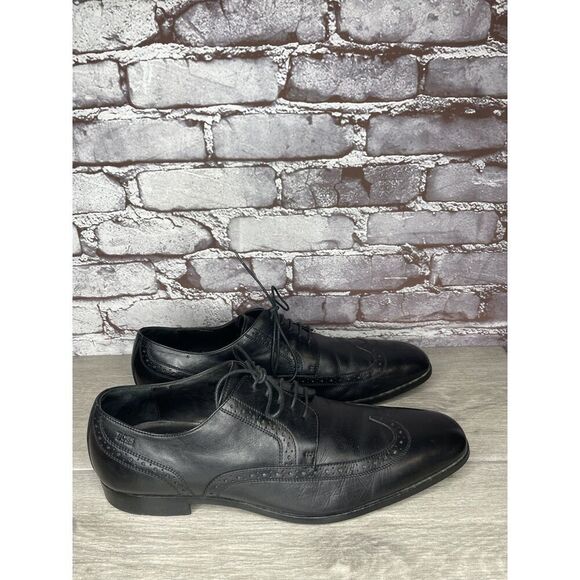 Boss Hugo Boss Black Leather Wingtip Oxfords Dress Shoes Men\'s Sz 12M US/45EU main image 10
